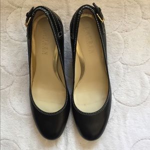 Ralph Lauren Sachi Buck Black Leather Size 5.5B